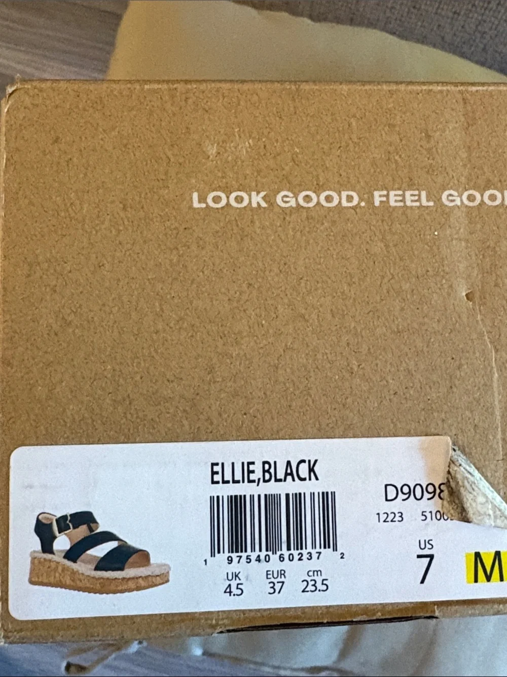 Ellie Black Strappy Wedge Heel Sandal
